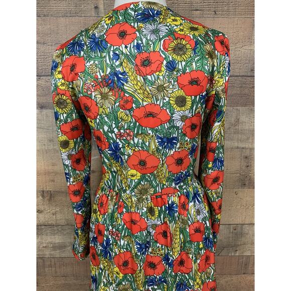 Vintage 1960’s Mod Floral Poppy Button Front Dress Size Small Hippie - Picture 9 of 13